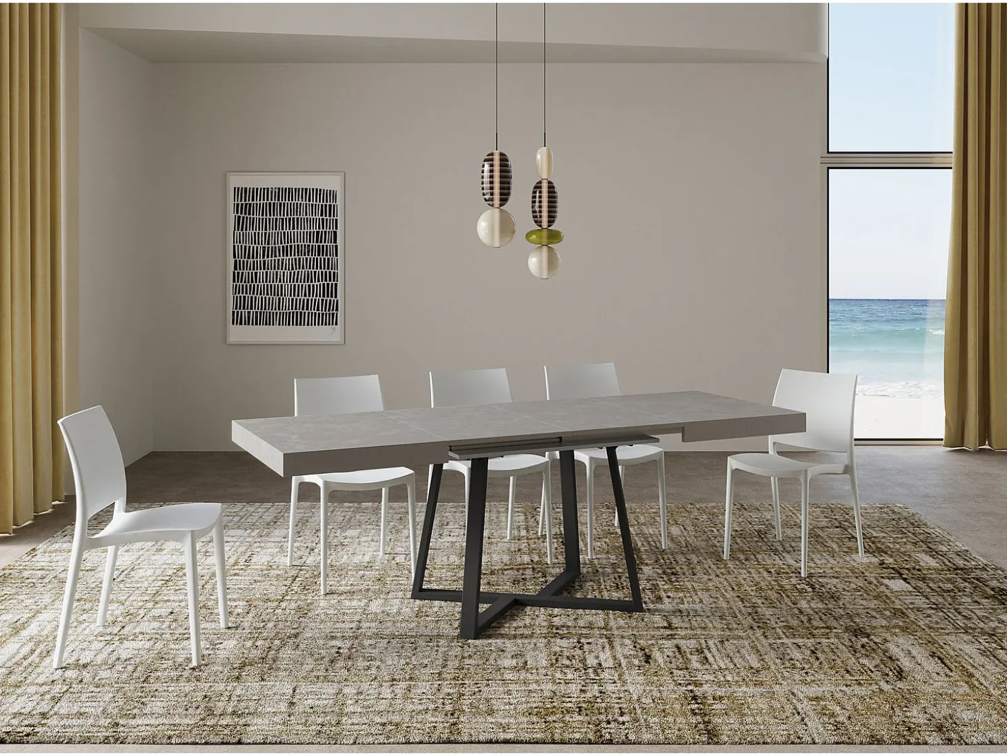 Mesa extensible 120/204x80 cm Zeplir cachemira patas antracita