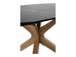 Mesa extensible 120/160x90 pie de roble con sobre cerámico negro