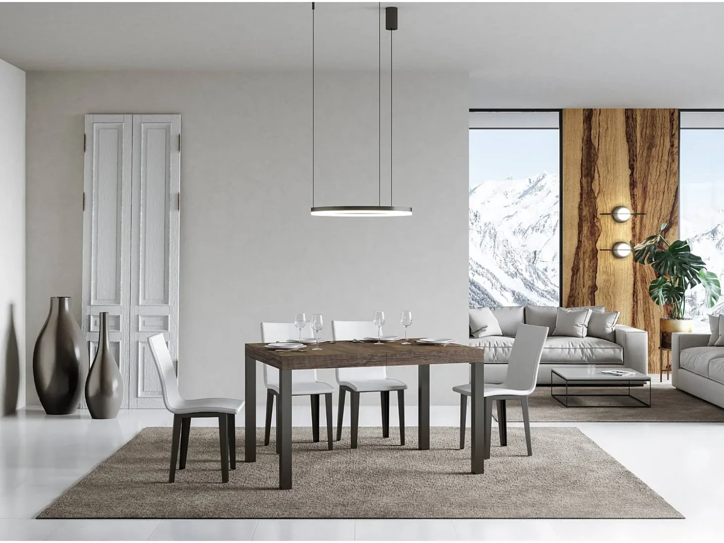 Mesa extensible 140/224x80cm Everyday nogal patas antracita