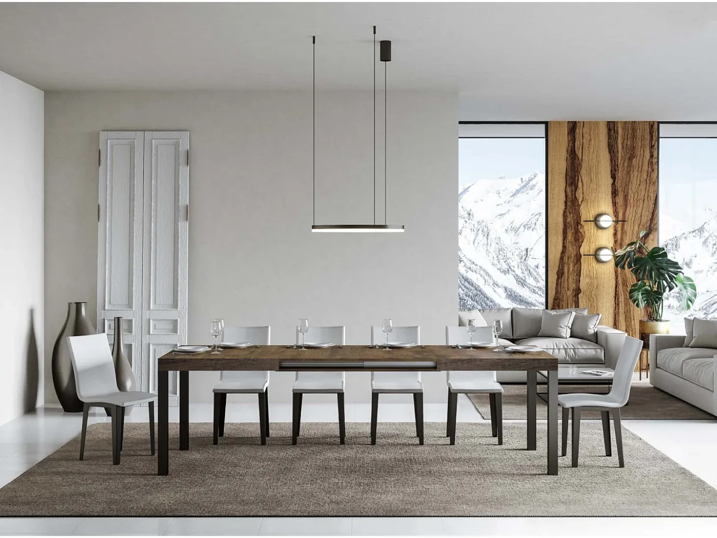 Mesa extensible 140/224x80cm Everyday nogal patas antracita