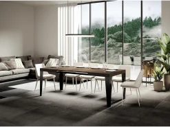 Mesa extensible 140/224x80cm Flame nogal patas antracita