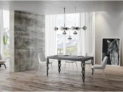 Mesa extensible 140/224x80cm Karamay cemento patas antracita
