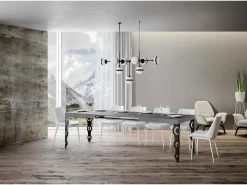 Mesa extensible 140/224x80cm Karamay cemento patas antracita
