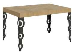 Mesa extensible 140/224x80cm Karamay roble natural patas antracita