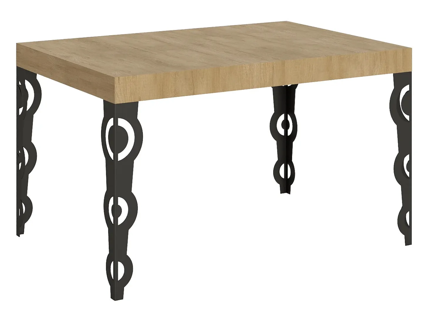 Mesa extensible 140/224x80cm Karamay roble natural patas antracita