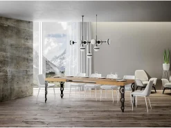 Mesa extensible 140/224x80cm Karamay roble natural patas antracita