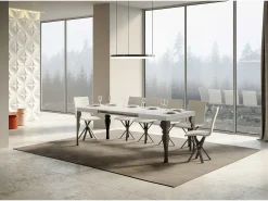 Mesa extensible 140/224x80cm Paxon fresno blanco patas antracita