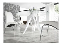 Mesa fija circular de vidrio templado Aroa, 120 x 77 cm (diámetro x alto)