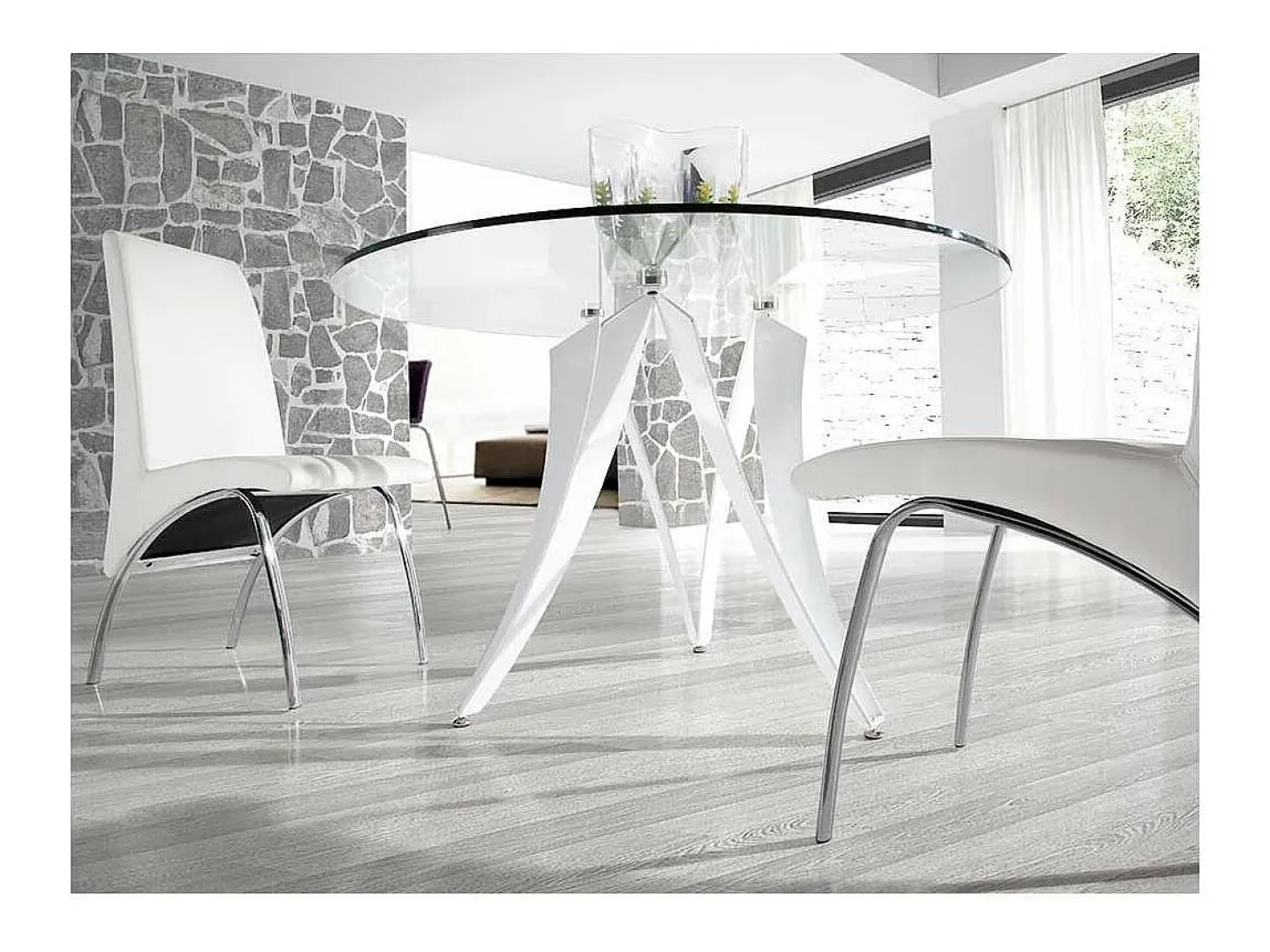 Mesa fija circular de vidrio templado Aroa, 120 x 77 cm (diámetro x alto)