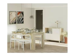 Mesa fija Kia para salón, cocina acabado roble cambrian, 77 cm(alto)140 cm(ancho)80 cm(la