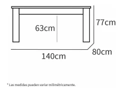 Mesa fija Kia para salón, cocina acabado roble gold, 77 cm(alto)140 cm(ancho)80 cm(largo)