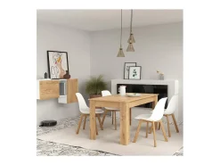 Mesa fija Kia para salón, cocina acabado roble gold, 77 cm(alto)140 cm(ancho)80 cm(largo)