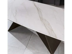 Mesa fija moderna "Loyra" en cerámica sobre cristal templado efecto mármol cm 220x110 76h