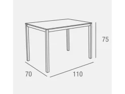 Mesa Fija para Cocina con Estructura de Acero Pintado Color Aluminio y Tapa de Cristal Templado Blanco - Medidas 110x70x75 cm