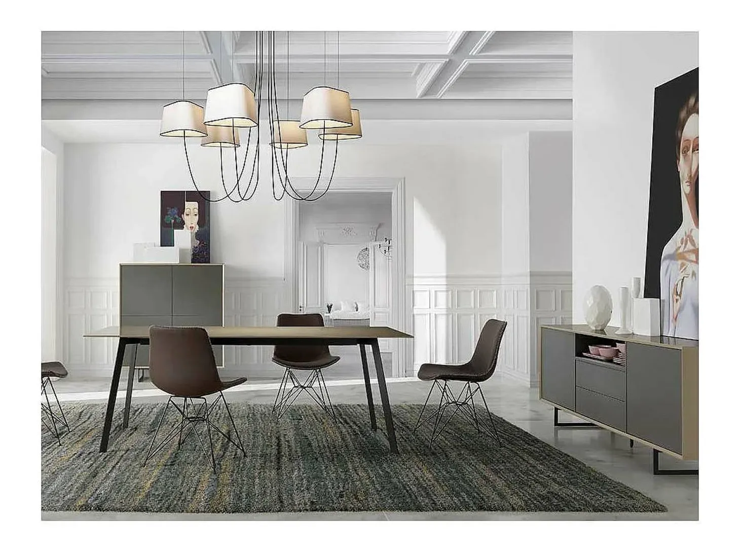 Mesa fija rectangular en blanco Leire, 180 x 90 x 75 cm (largo x ancho x alto)