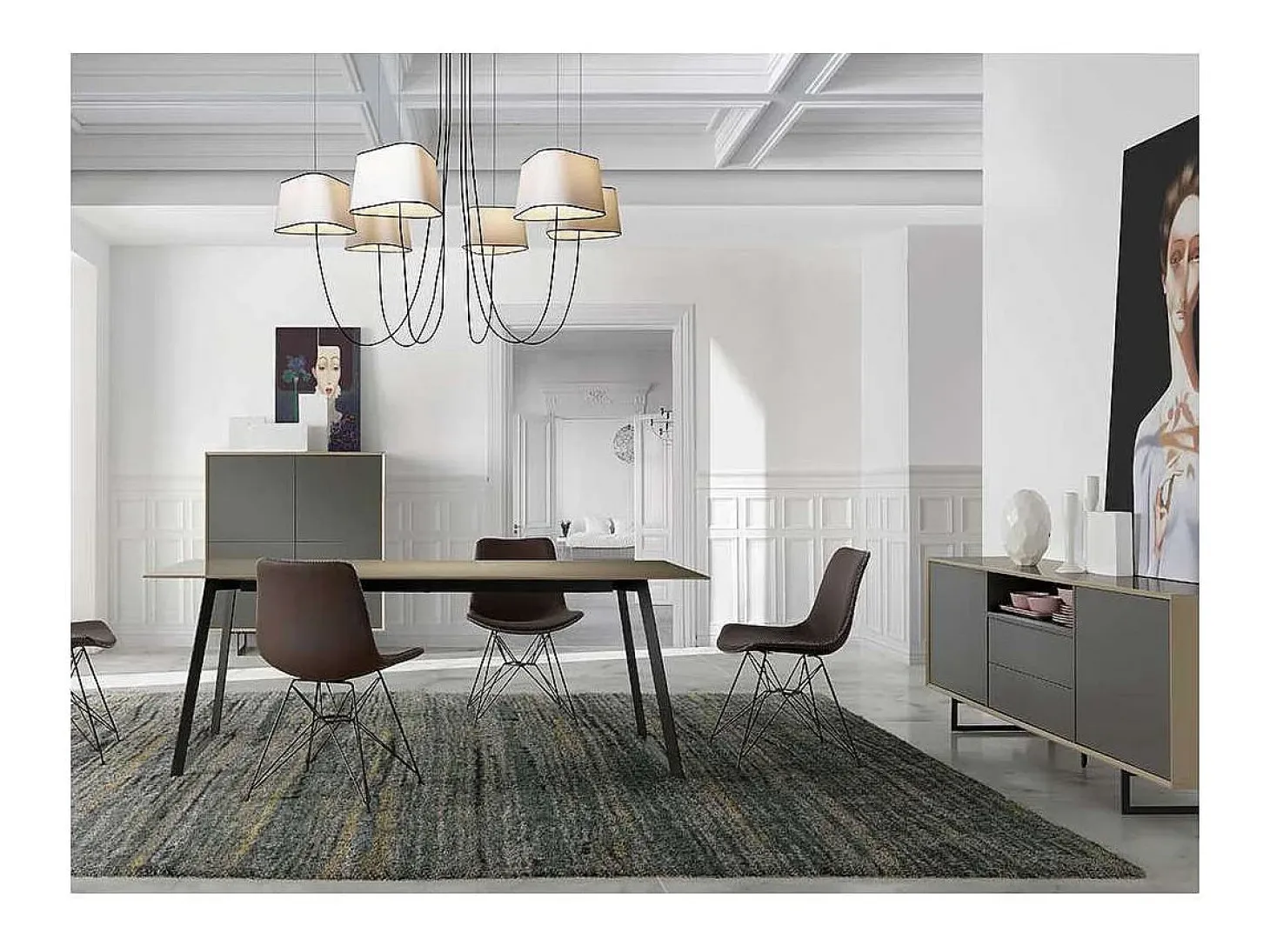 Mesa fija rectangular en blanco Leire, 180 x 90 x 75 cm (largo x ancho x alto)