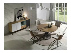 Mesa fija redonda acabada en roble Celeste, 137 x 76 (diámetro x alto)