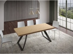 Mesa fija 90x200 cm Tabira roble descortezado patas antracita