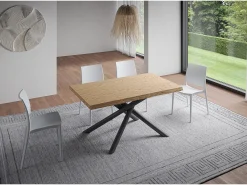 Mesa fija 90x160 cm Vindral roble descortezado patas antracita
