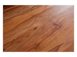 Mesa LODEN 140 cm – Tablero de madera maciza de sheesham barnizado – Patas en U de metal negro