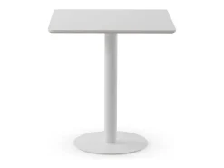 Mesa melamina blanca 70x70, pie central metálico blanco
