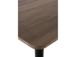 Mesa melamina nogal 70x70, pie central metálico negro