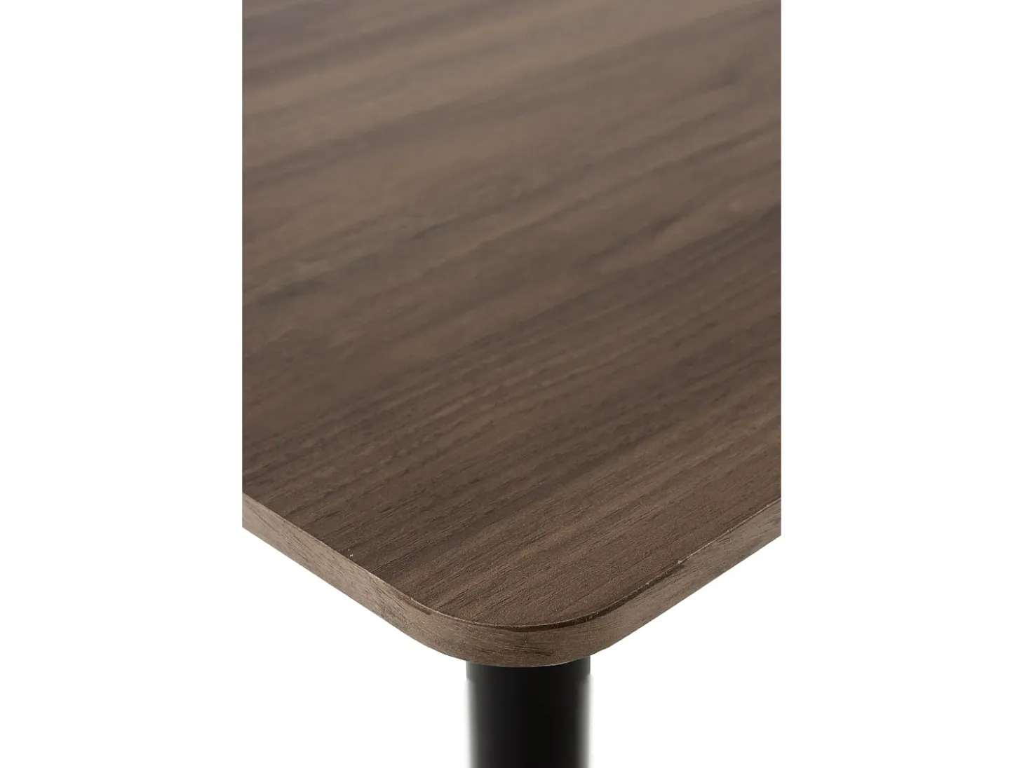 Mesa melamina nogal 70x70, pie central metálico negro