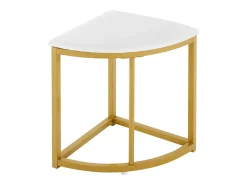 Mesa moderna con 4 sillas de terciopelo blanco, estructura de MDF y hierro dorado, elegante conjunto