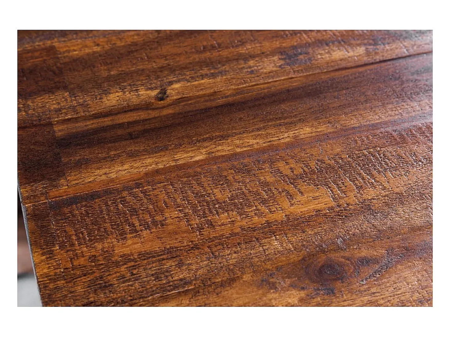 Mesa NALKO 200 cm – Tablero de madera maciza de acacia y estructura de metal negro – Elegancia industrial y autenticidad natural