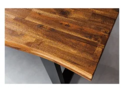 Mesa NALKO 200 cm – Tablero de madera maciza de acacia y estructura de metal negro – Elegancia industrial y autenticidad natural