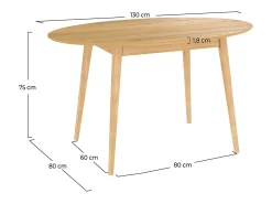 Mesa ovalada para 4 personas de madera clara 130 cm - Eddy
