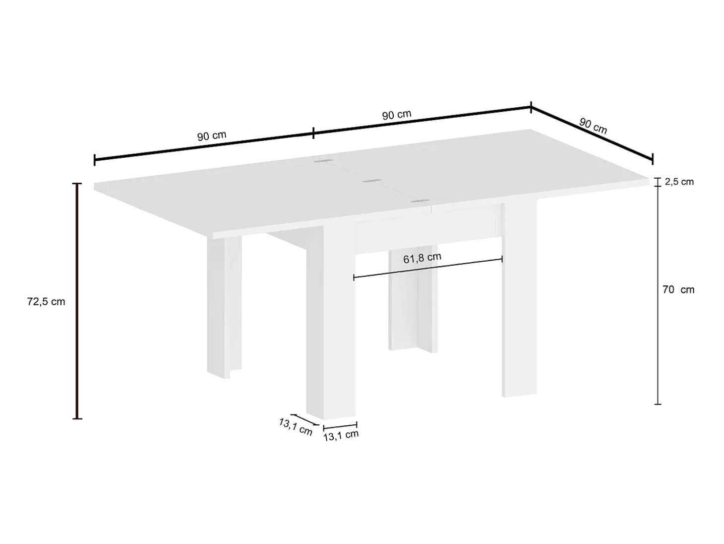 Mesa para salón de diseño moderno 90-180x90cm Jesi Liber Ardesia