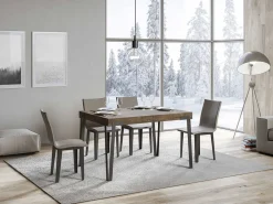 Mesa rectangular 130 cm nogal y patas metal antracita Konta
