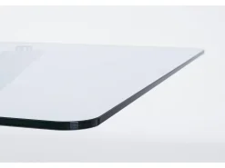 Mesa rectangular de cristal, pata cruzada acero blanco 160×90 cm - MAYO