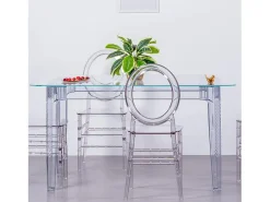 Mesa rectangular de cristal con patas transparentes (140x80) - Ghost - Transparente