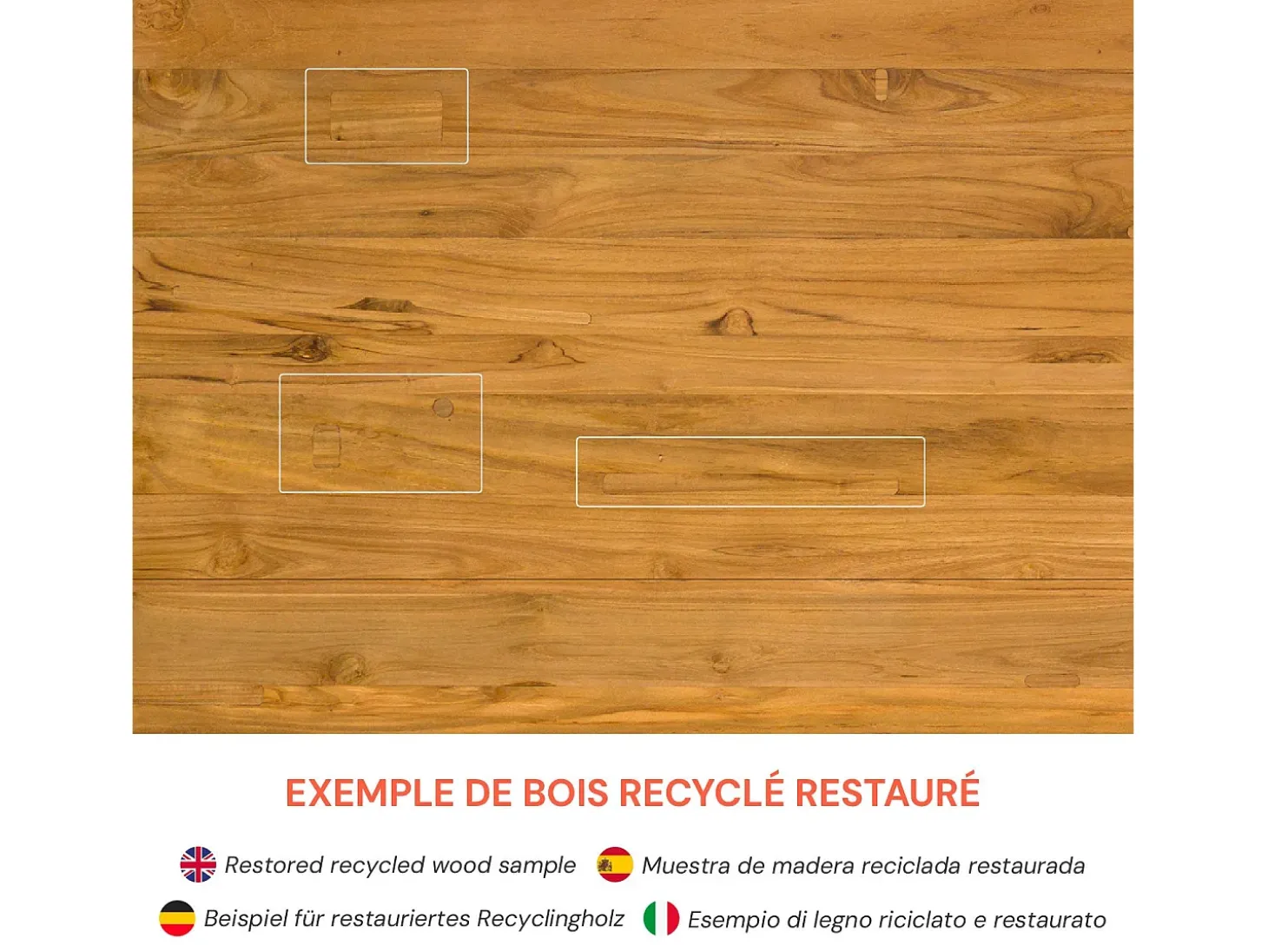 Mesa rectangular de madera de teca para 10 personas 260 cm - Marie