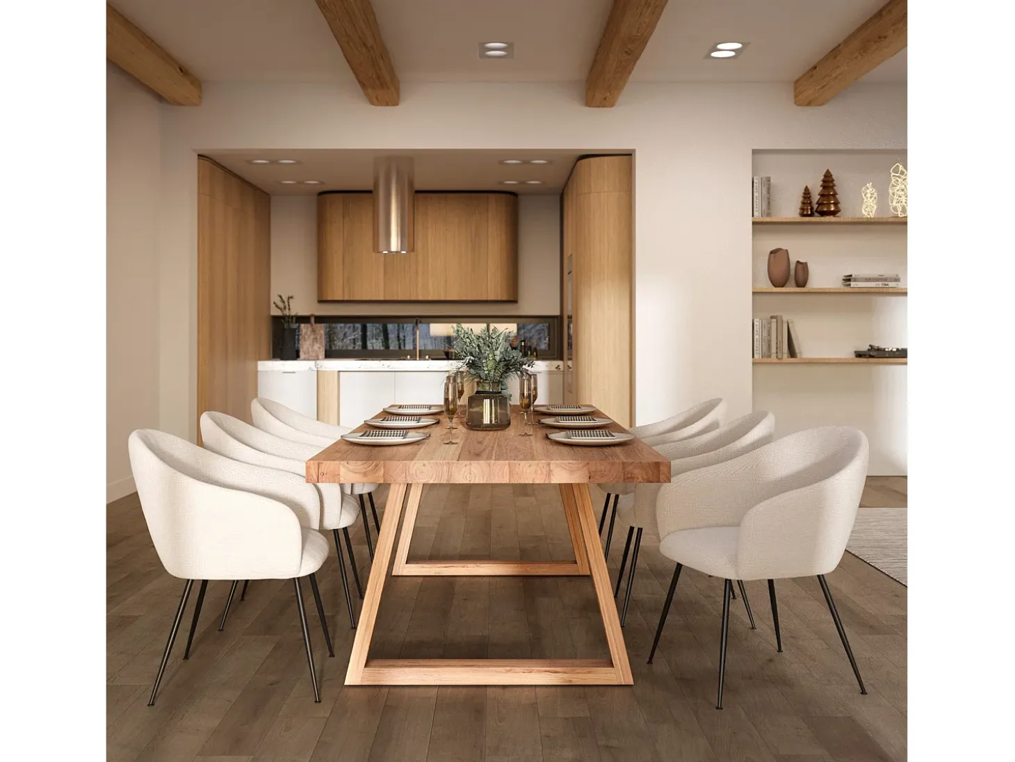 Mesa rectangular de madera de teca para 10 personas 260 cm - Marie