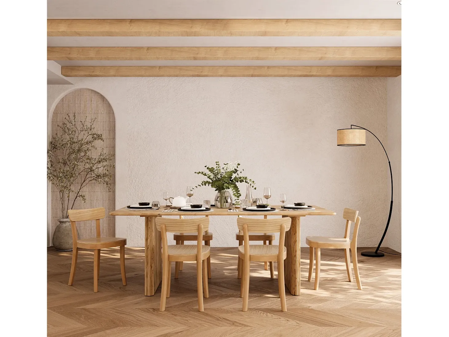 Mesa rectangular de madera de acacia para 8 personas - Andrea
