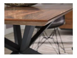 Mesa rectangular en chapa de nogal Nerea, 200 x 100 x 76 cm (largo x ancho x alto)
