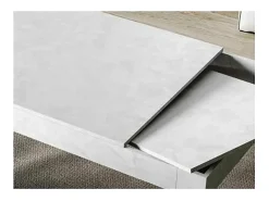 Mesa rectangular extensible para 4 a 6 personas 120/180 cm blanco efecto mármol Kina