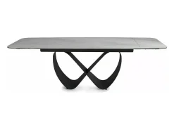 Mesa rectangular extensible de diseño con aspecto de mármol gris ámbar