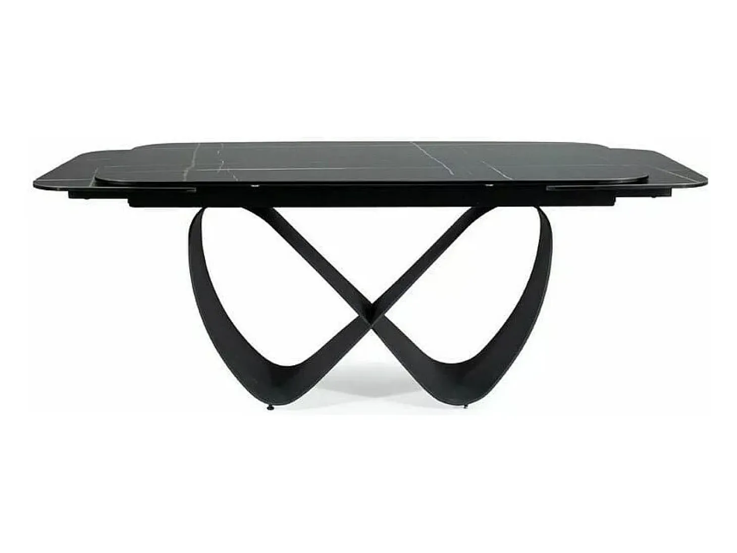 Mesa rectangular extensible de diseño con aspecto de mármol negro Ambre