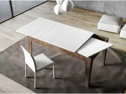 Mesa rectangular extensible 160/220 cm nogal y blanco Mixa