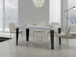 Mesa rectangular Flavio 6 plazas 160 cm patas de metal blanco y antracita