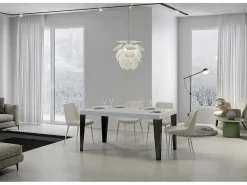 Mesa rectangular Flavio 6 plazas 160 cm patas de metal blanco y antracita