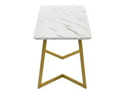 Mesa rectangular 117x68 cm, diseño mármol blanco, patas de metal dorado para cocina y salón