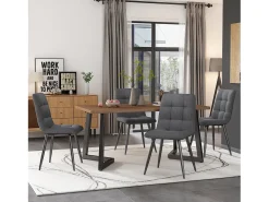 Mesa rectangular 117x68 cm, patas de metal negro, tablero de madera efecto nogal para cocina y salón