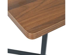 Mesa rectangular 117x68 cm, patas de metal negro, tablero de madera efecto nogal para cocina y salón