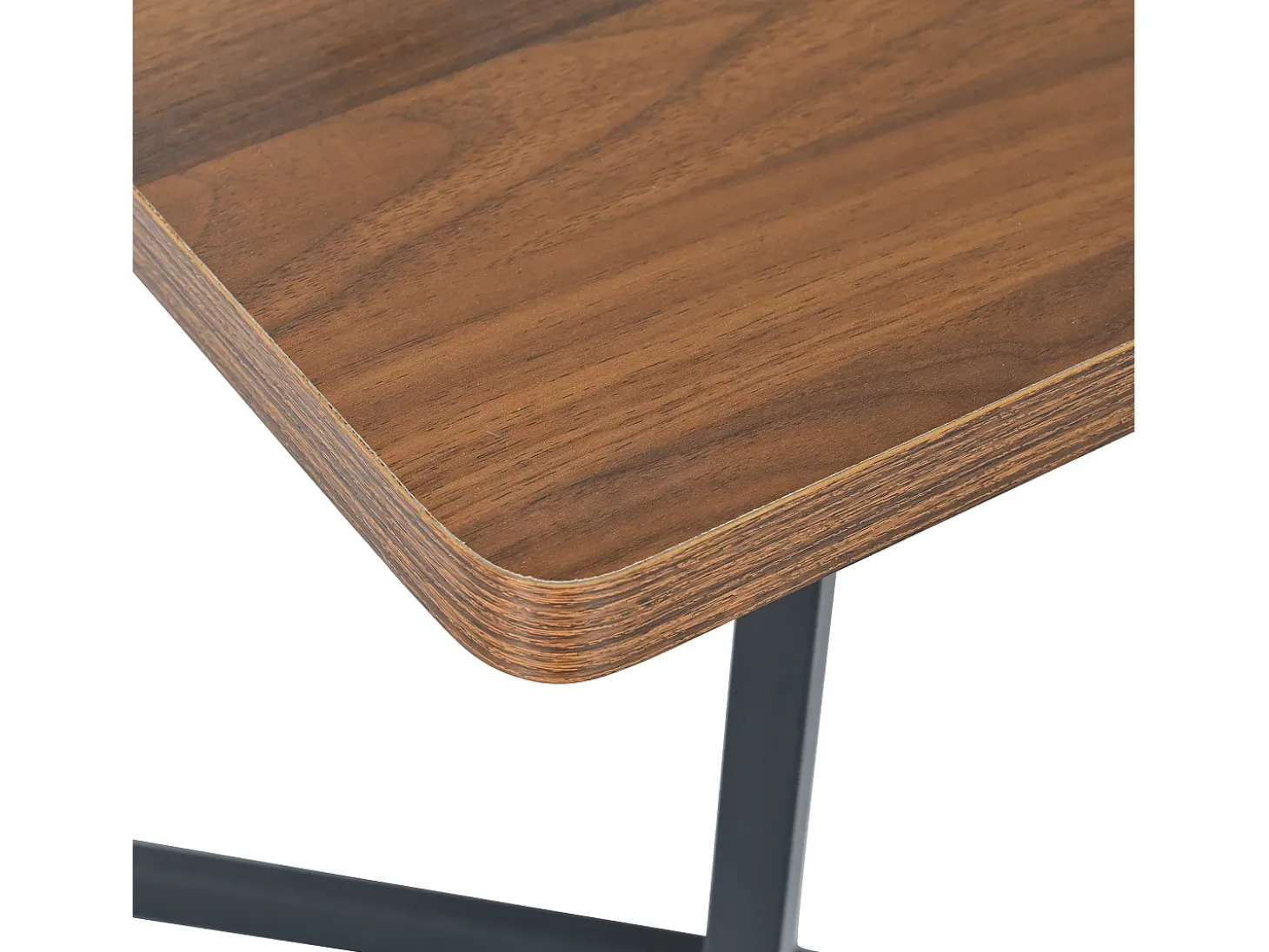 Mesa rectangular 117x68 cm, patas de metal negro, tablero de madera efecto nogal para cocina y salón