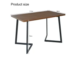 Mesa rectangular 117x68 cm, patas de metal negro, tablero de madera efecto nogal para cocina y salón